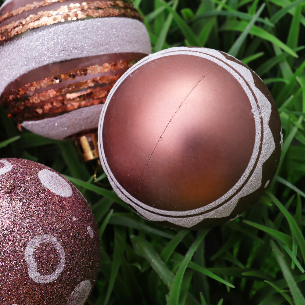 24Pcs 6cm Christmas Balls Hanging Decoration Christmas Tree Ornaments for Party Ball Prom Rose Gold Pattern