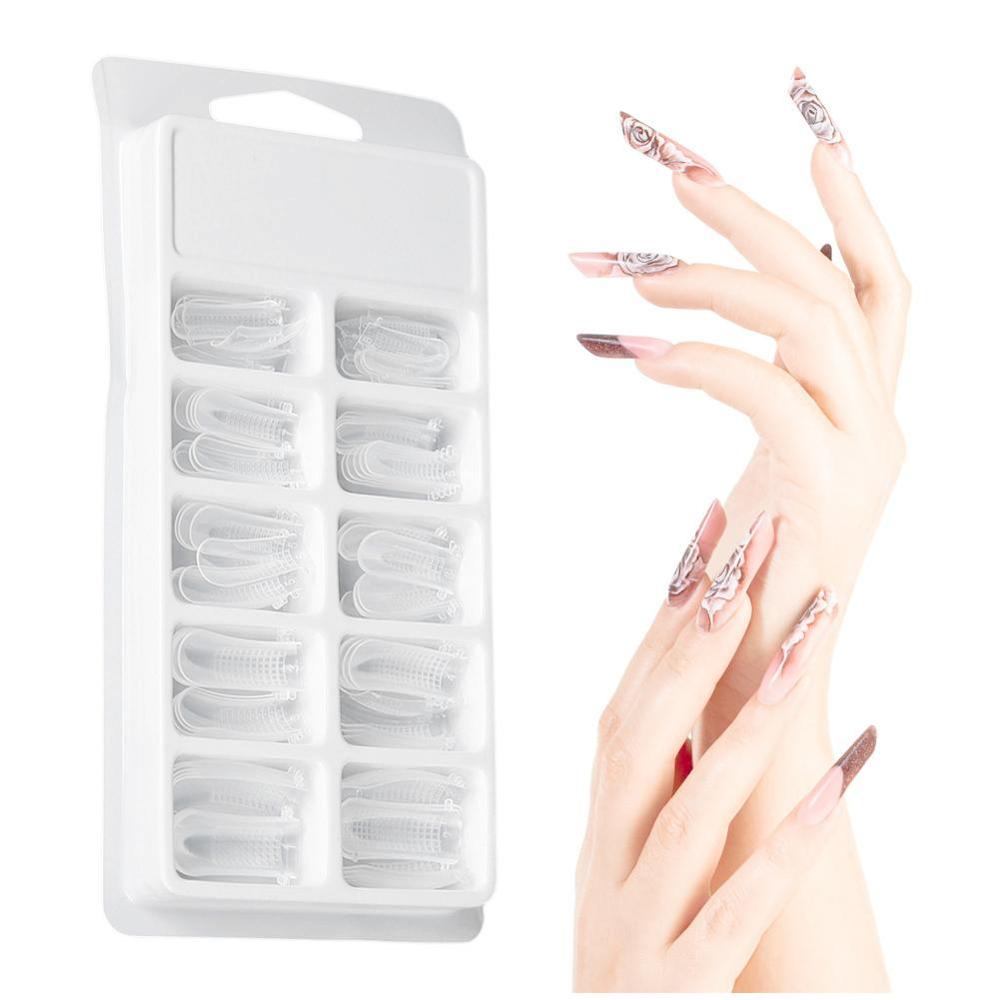100pcs/Set Clear Nail Forms Full Cover Quick Building Gel Mold Tips Nail Extension DIY Nails Accessories Manicure Make Up Tools