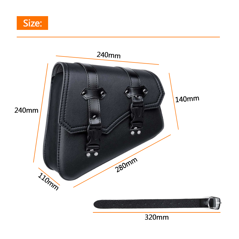 Alforjas universales de cuero PU negro para motocicleta, bolsa de herramientas laterales, bolsa de sillín de equipaje, caja lateral dura, bolsas de sillín