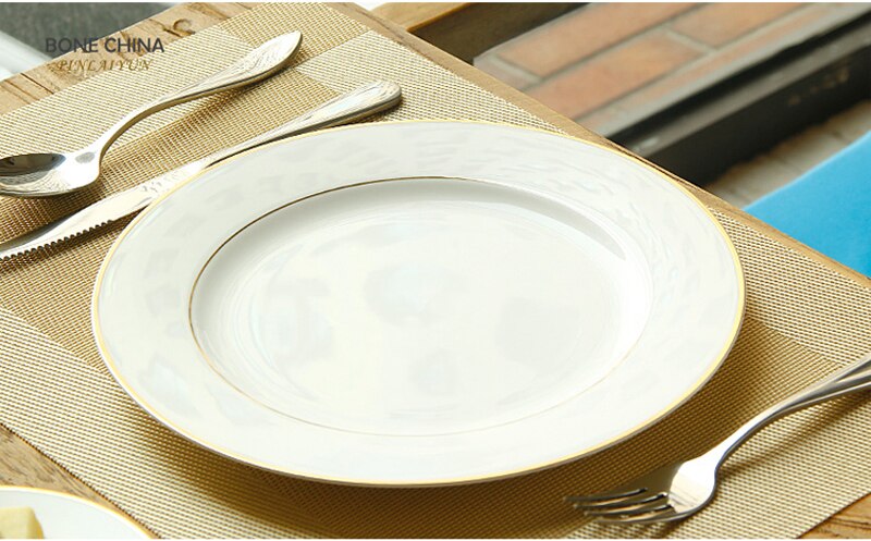 8+10 inch, real bone china dinner plate set, deccorative wedding plates, porcelain restaurant dishes tableware, borden servies