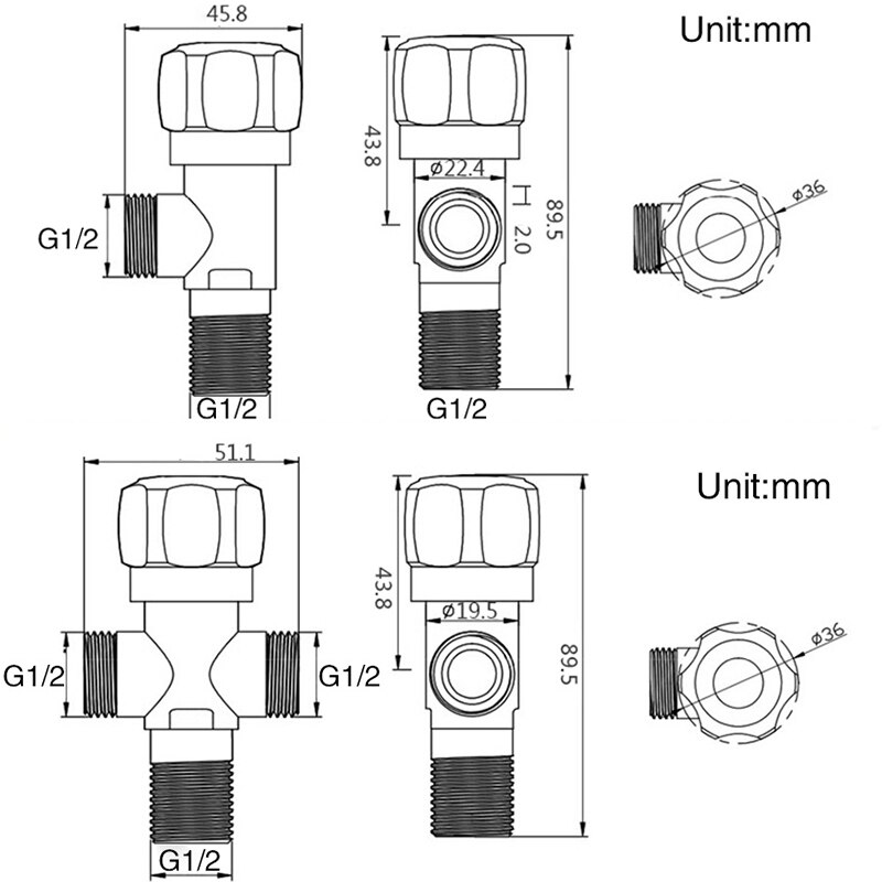 FOHEEL Copper Angle Valves G1/2 Plating Angle Valve Thickened Quick Opening Large Flow Filling Valves for Toilet Sink Water