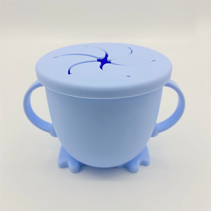 Baby Silicone Snack Cup Toddler Kids Portable Food Storage Box Portable Snacks Container BPA Free: blue