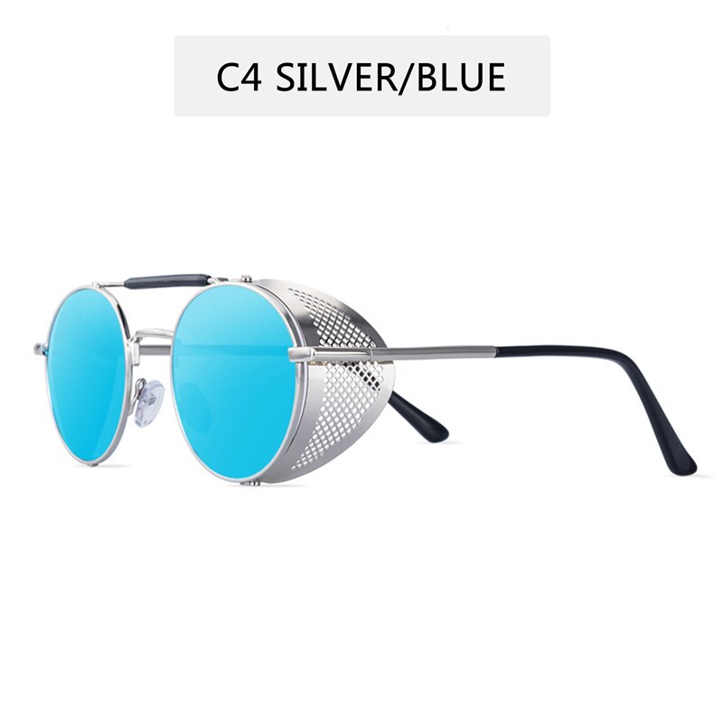 Retro runde metal solbriller mænd kvinder mærke steampunk vintage briller oculos de sol nuancer uv beskyttelse: C4