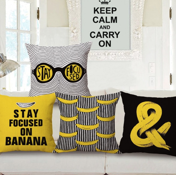 Pop Art Banaan Muziek Glas Moderne Sierkussen Cover Decoratieve Massager Kussens Linnen Zip DIY Home Decoratie 'X18'