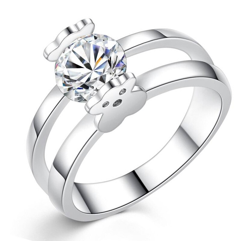 niedlich Bär Hochzeit Ringe für Frauen Silber Farbe kubisch Zirkon Engagement Bär Ring Frauen Charme Bär Schmuck Anillos Mujer