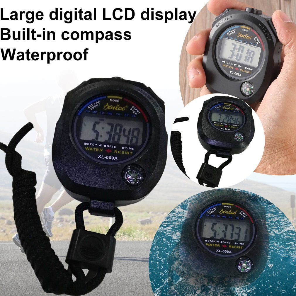 Sports Stopwatch Handheld Digital LCD Sports Stopwatch Chronograph Counter Timer with Strap