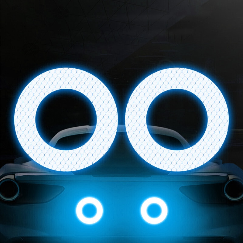 2 stk bil reflekterende klistermærke rund advarsel sikkerhedsmærke motorcykel auto dekoration reflektor strip udvendigt tilbehør klistermærker: Blå