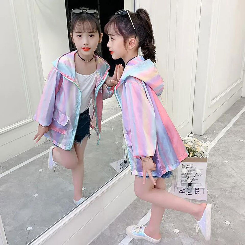 Abrigo fino a prueba de Sol para niñas pequeñas, ropa deportiva informal, chaquetas, abrigo para 3, 4, 5, 6, 7, 8, 9, 10, 11, 12, 13 y 14 años, 2022