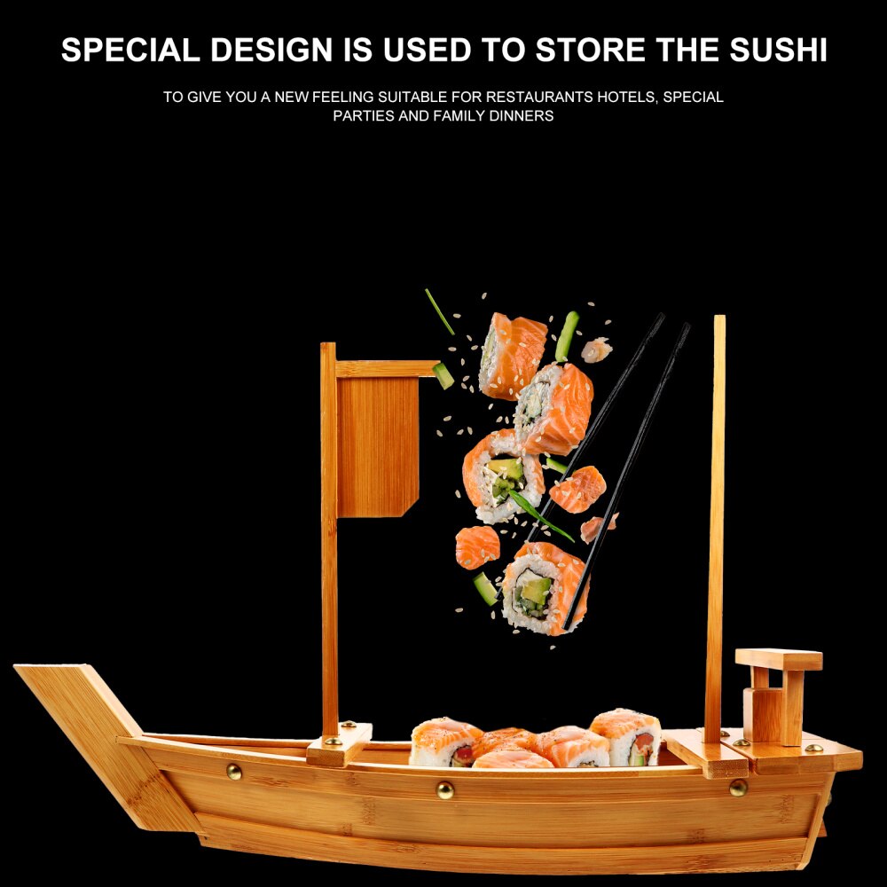 Japanese and Korean Cuisine Sushi Boat Bamboo Sashimi Platter Home Tableware