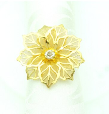 Anillos para servilletas con forma de flor para boda, banquete, cena, , cumpleaños, familia, mesa de reuniones, decoración, soporte para servilletas, 12 Uds.: Gold