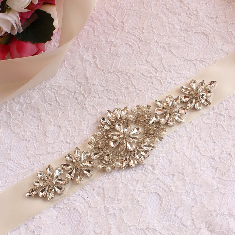 Brudekjole bælter, brude bælter, dame bælter, bryllup og vigtige lejligheder, rhinestone bælter, bryllup tilbehør: Elfenben