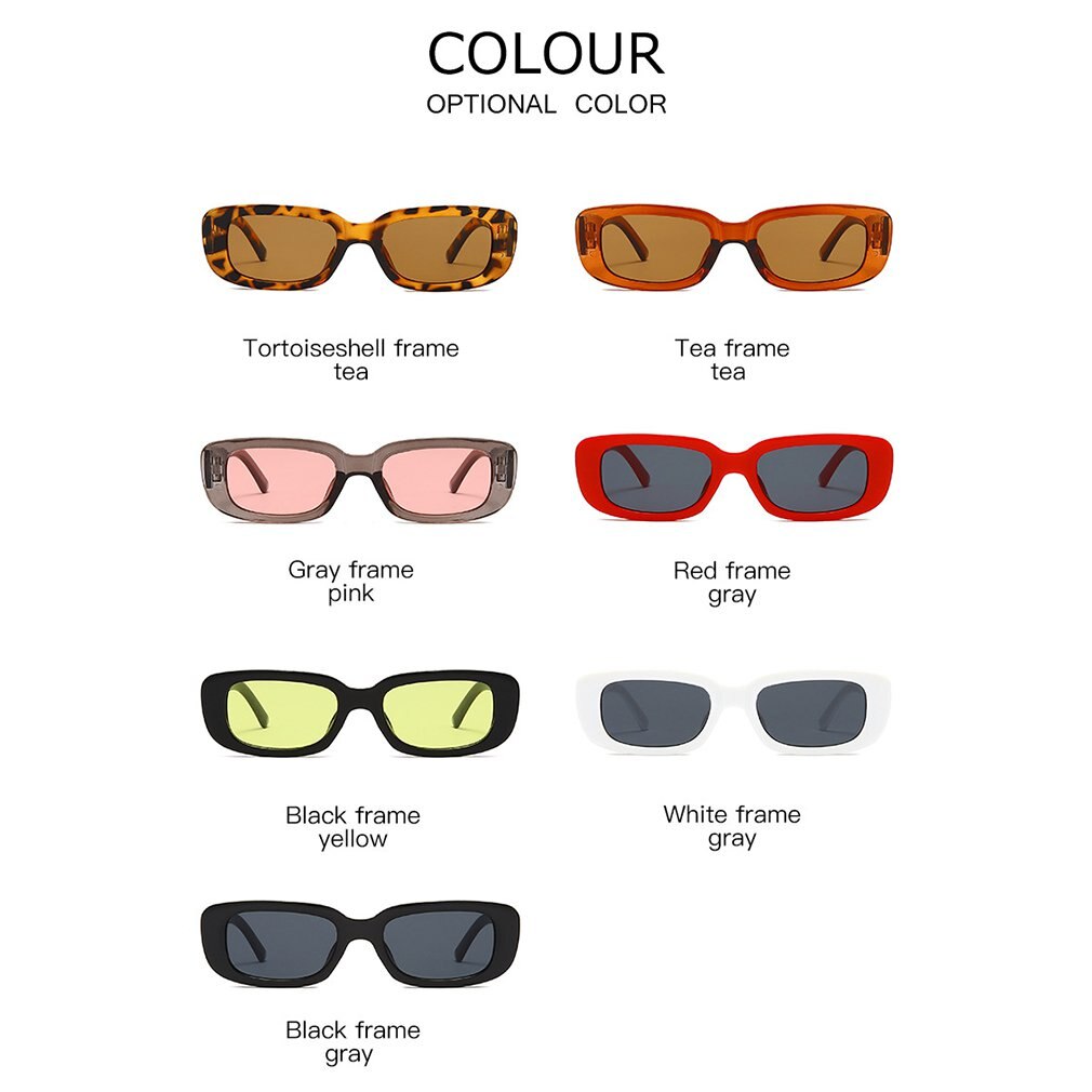 Gafas de sol retro cuadradas para mujer, anteojos clásicos rectangulares pequeños, artículo de viaje vintage de