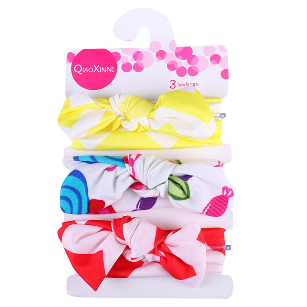 Baby pannband 3 st barn blommigt pannband flickor baby elastisk pilbåge tillbehör hårband set baby hår accessoarer: G