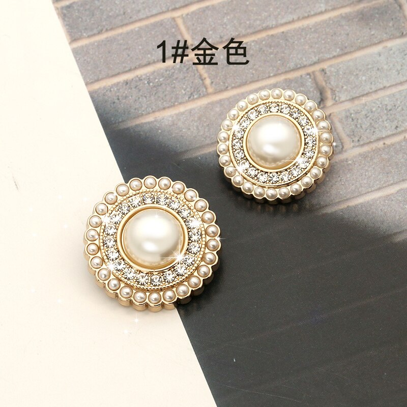 Perle strass or boutons en métal pour vêtements costume pull manteau femmes décor bouton couture vêtement fleur accessoires 25mm: gold / 22mm 6pieces