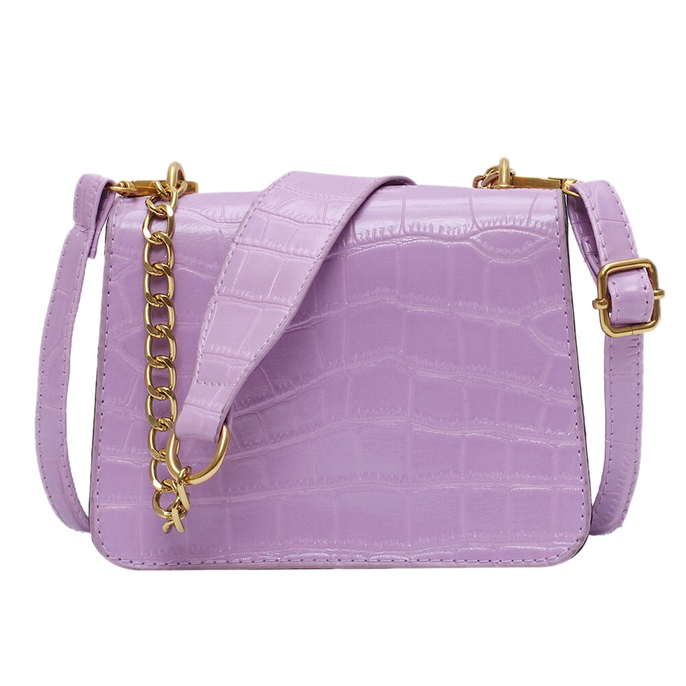 Bolso bandolera de piel informal para mujer, bolso de mano, Color puro, para hombro, para compras para exterior, decoración de viaje: Púrpura