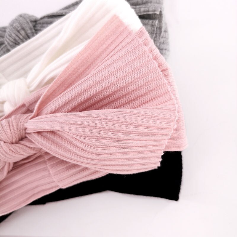 Bandeaux en coton côtelé pour -né garçon et fille, couvre-chef à nœud papillon, doux et extensible, accessoires pour cheveux