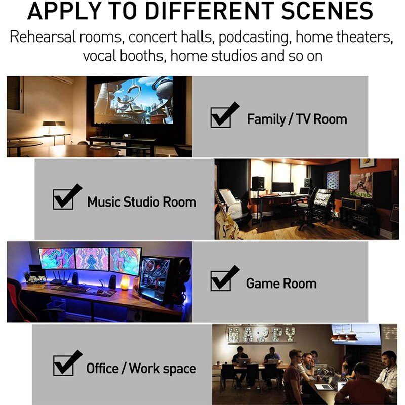 Panel de pared de algodón insonorizado ignífugo, absorbente de sonido, 6 piezas