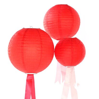 7pcs/set Chinese Red paper lanterns Mixed Sizes (10cm-40cm) Round paper lantern festival Chinese Year home decor