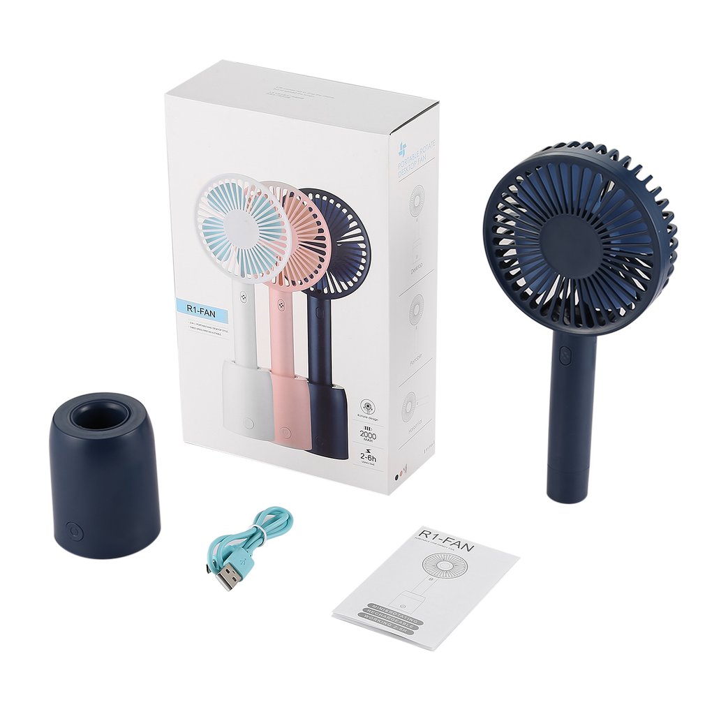 Mini Ventilatore USB - Batteria Ricaricabile 2-6h - 3 Velocità - Portatile Mano Scrivania - ABS