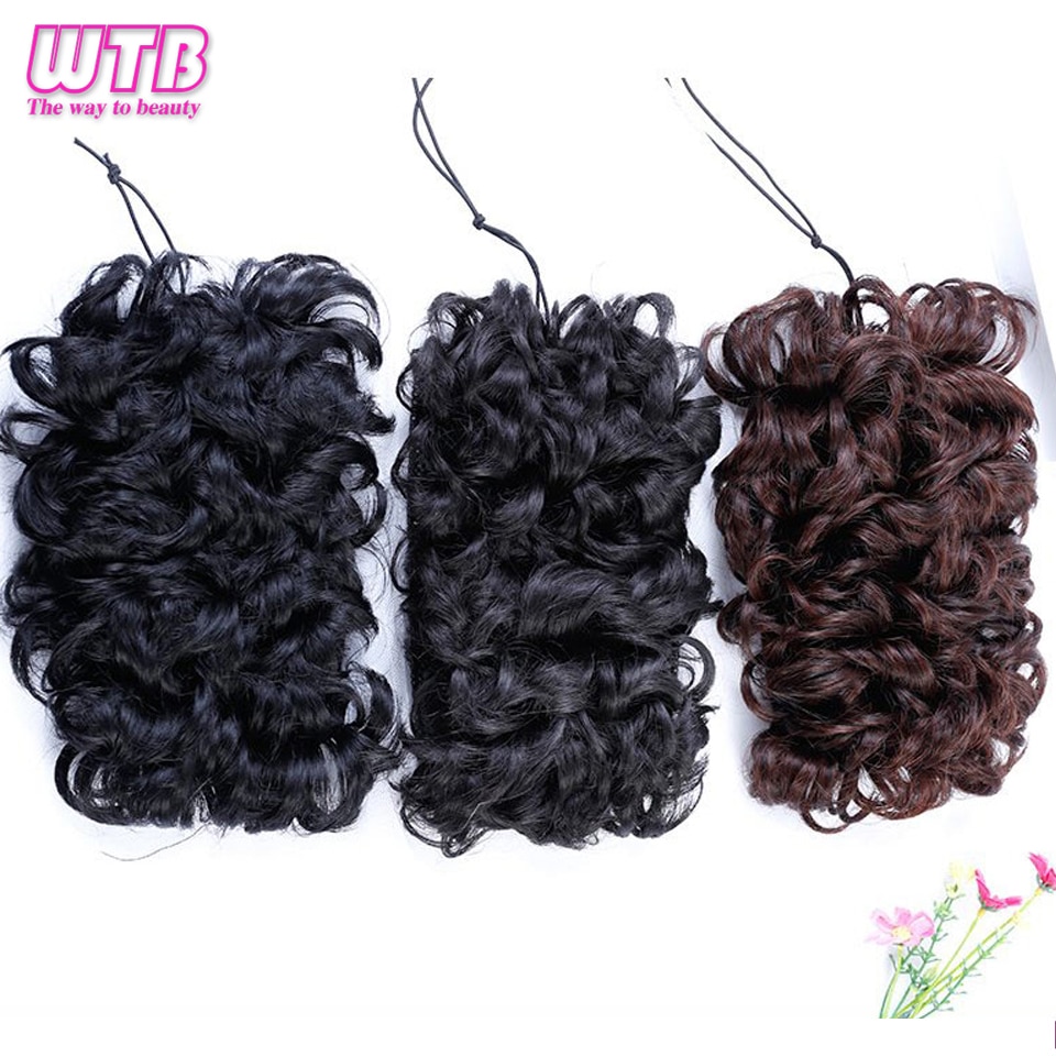 Wtb syntetisk bølget kam klip i hårstykker chignon elastik chignon hair extensions til kvinder hår tilbehør