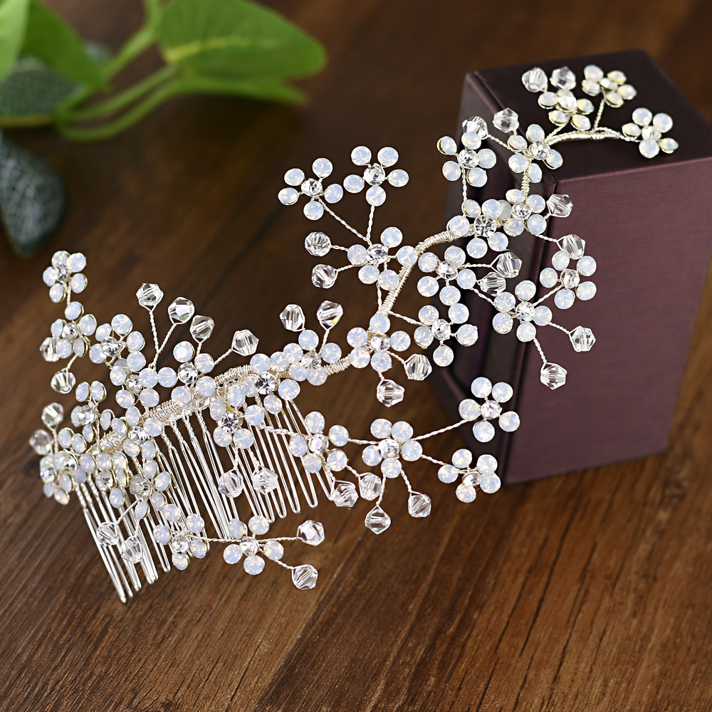 TRiXY H262 cristal peineta para novia de Clip de pelo peinetas para novia accesorios para el cabello de boda de diamantes de imitación peinetas para novia