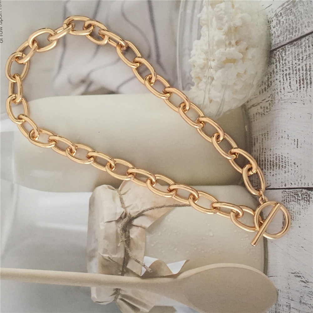 Kausalen Gold Farbe Überzug T bar O bar Keine Erweiterung Kette Choker Halskette Für Frauen Mädchen