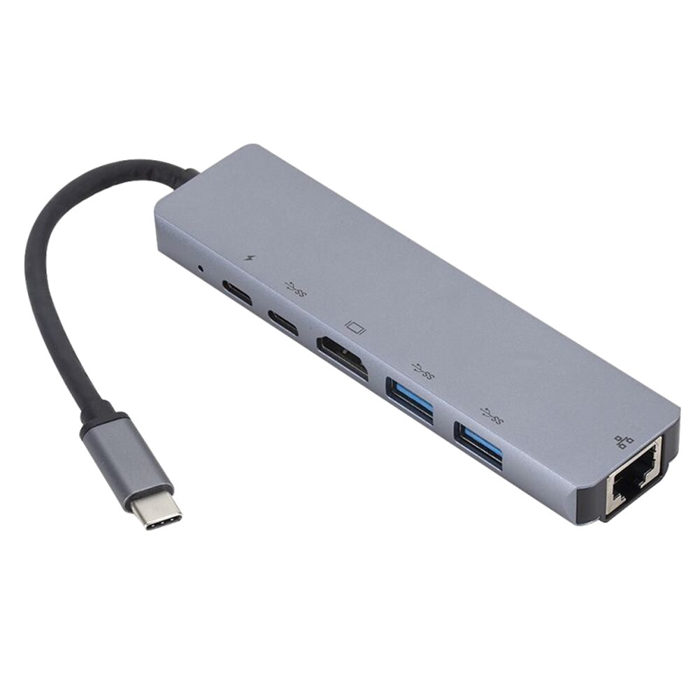 USB ekspander akcesoria komputerowe 6 w 1 Centrum USB typu C adapter z 4K HDMI USB 3.0 2.0 RJ45 Port ładowania PD