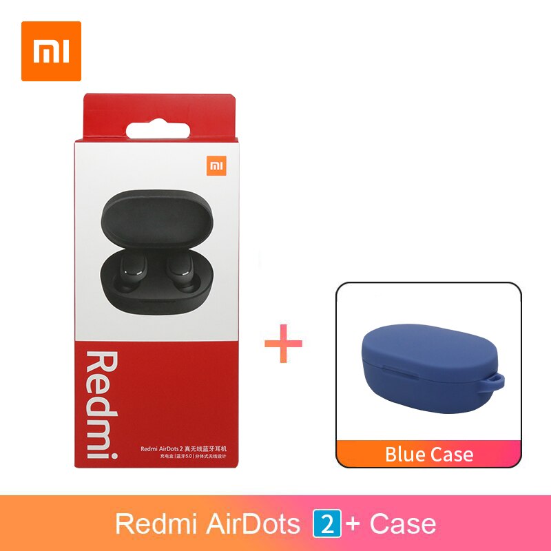 Xiaomi Redmi Airdots 2 Airdots S TWS Bluetooth 5.0 Earphone Stereo bass With Mic Handsfree Earbuds AI Control: Add Blue Case