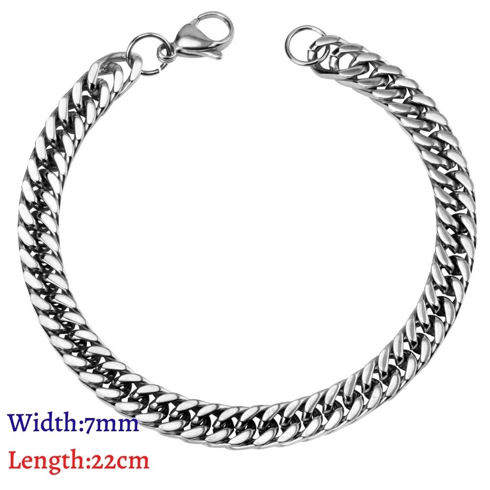 LUXUKISSKIDS-Pulseras hombre de acero inoxidable de para mujer y hombre, originales para mujer,cadenas de eslabones cubanos, pulsera de muñeca para pareja, de joyería,pulsera plata,navidad: Oro champán