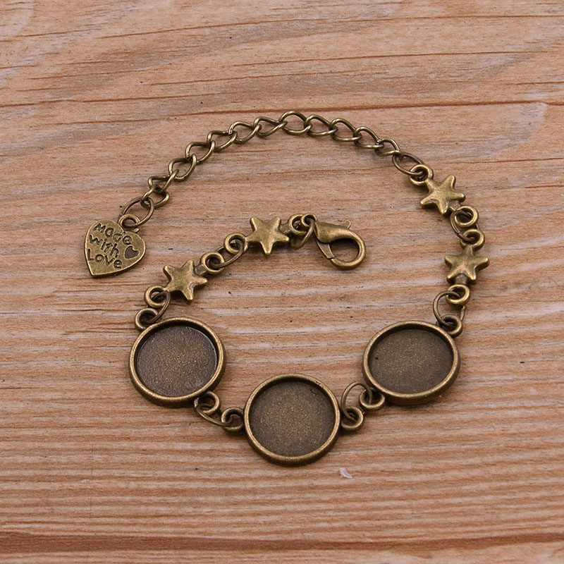 1 Uds., 2 colores, 15 estilos, aleación de Zinc de Metal, pulsera redonda de 12mm, ajuste de cabujón, conector de flor y Luna, accesorios de joyería hechos a mano: Beige