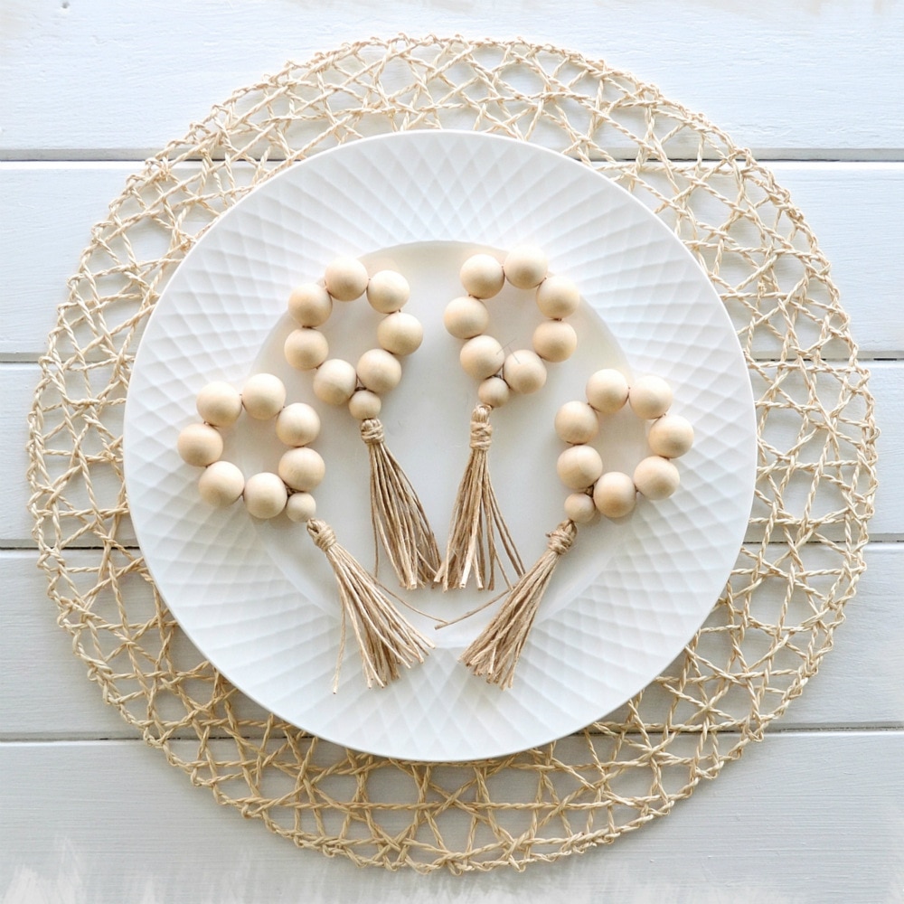 4 Uds Natural hecho a mano de madera servilleta Porta anillos para de bodas Hotel decoración Decoración de mesa de cena nueva