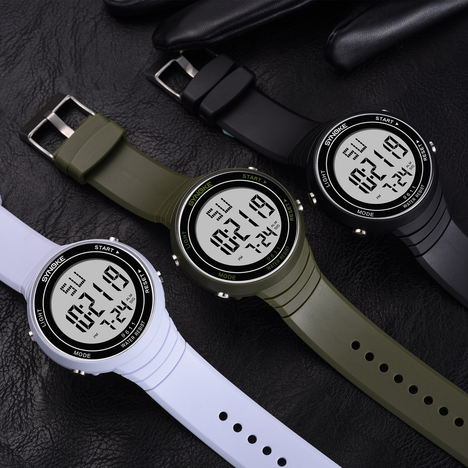 Synoke Sport Horloges Grote Wijzerplaat Display Horloges Alarm Waterdichte Siliconen Band Multifunctionele Horloges Relogio Masculino