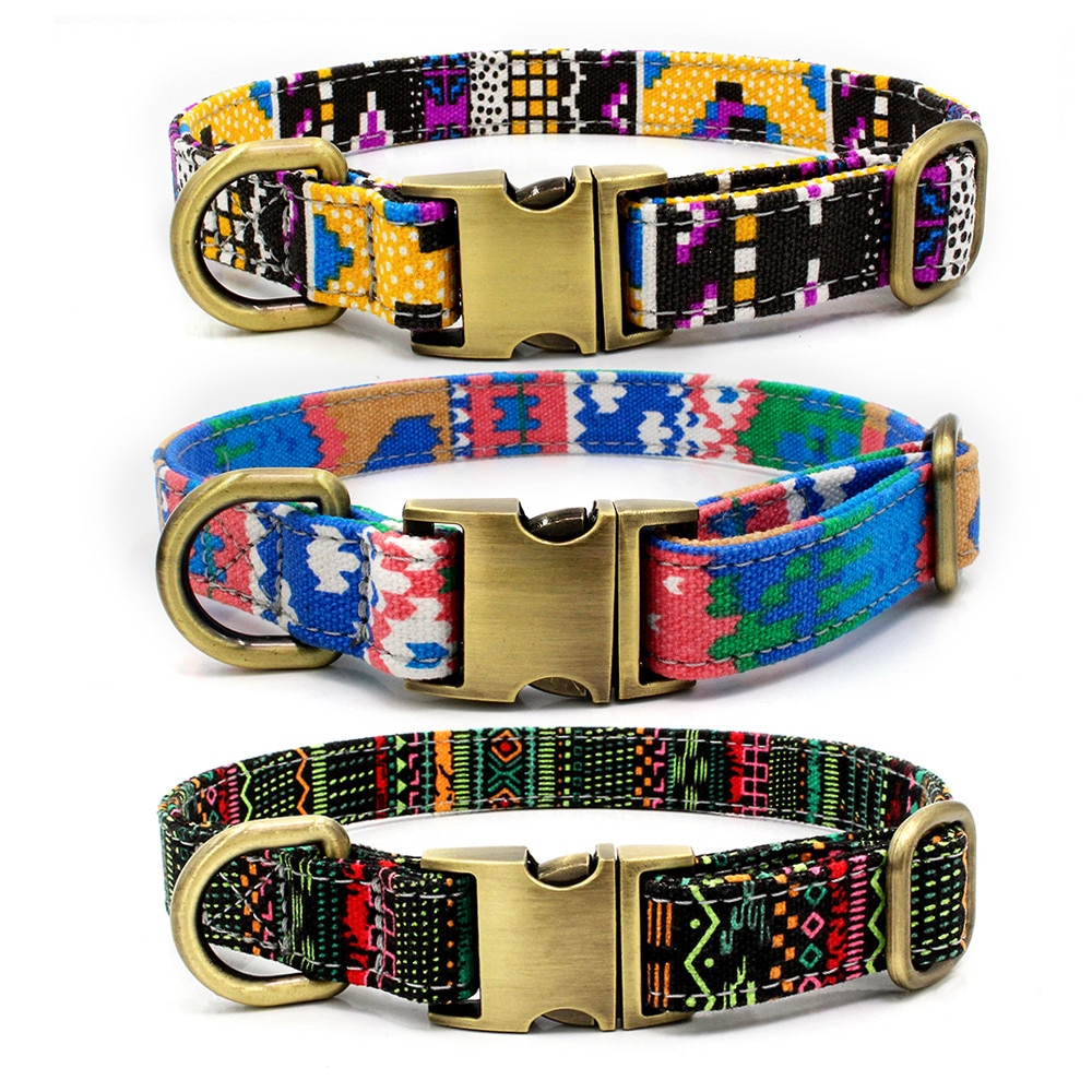 Hondenhalsband met letters, huisdierhalsband, bohemian gesp, retro hondenhalsband, kattenhalsband, huisdierbenodigdheden, accessoires, stof + metaal  z620