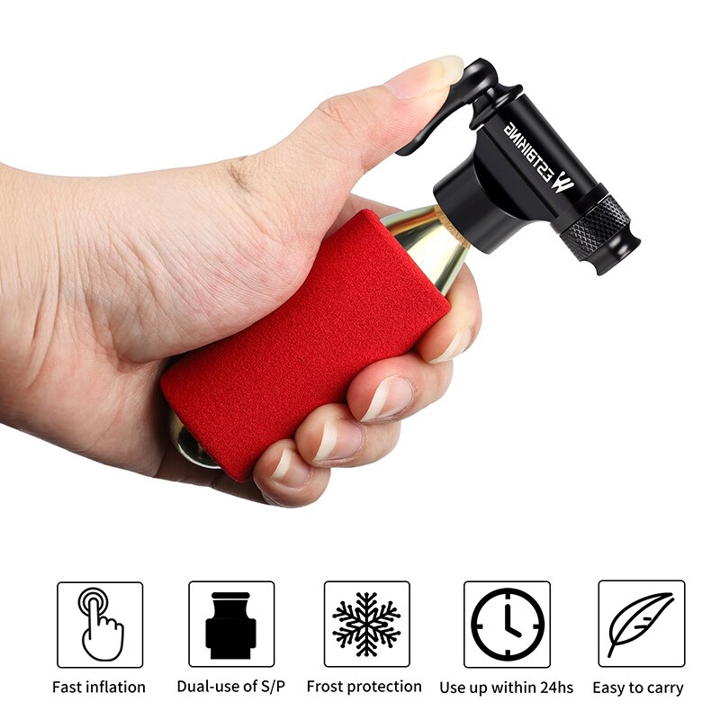 WEST BIKIING CO2 Pump Bike Mini Hand Pump MTB Road Bicycle Air Inflator Schrader Presta Valve Adapter Ball Cycling Accessories