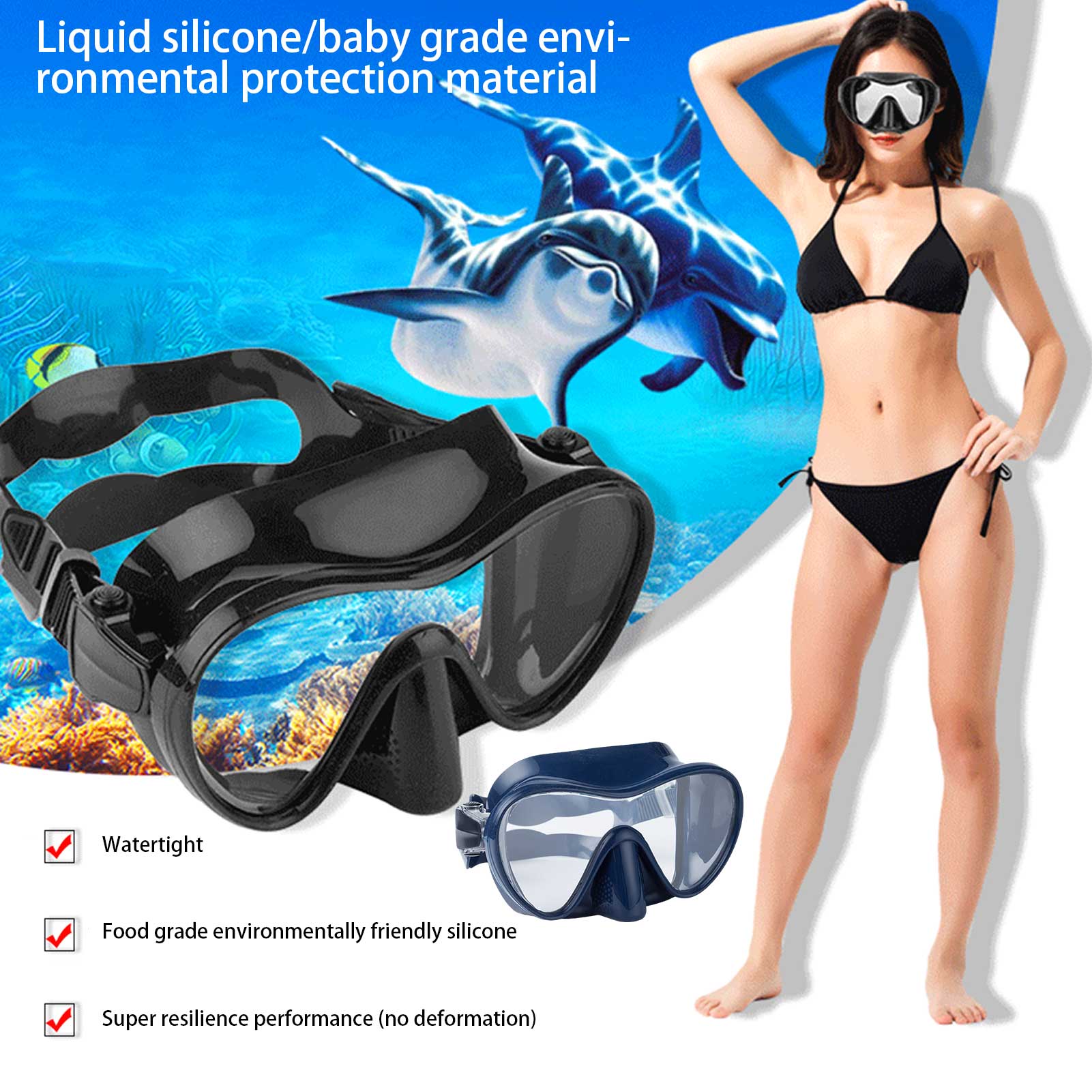 Kids Swim Goggles Diving Glasses Rubber-coated Frameless Swimming Goggles Anti-Fog Anti-UV Snorkeling Swimsuit Diving Eyewear