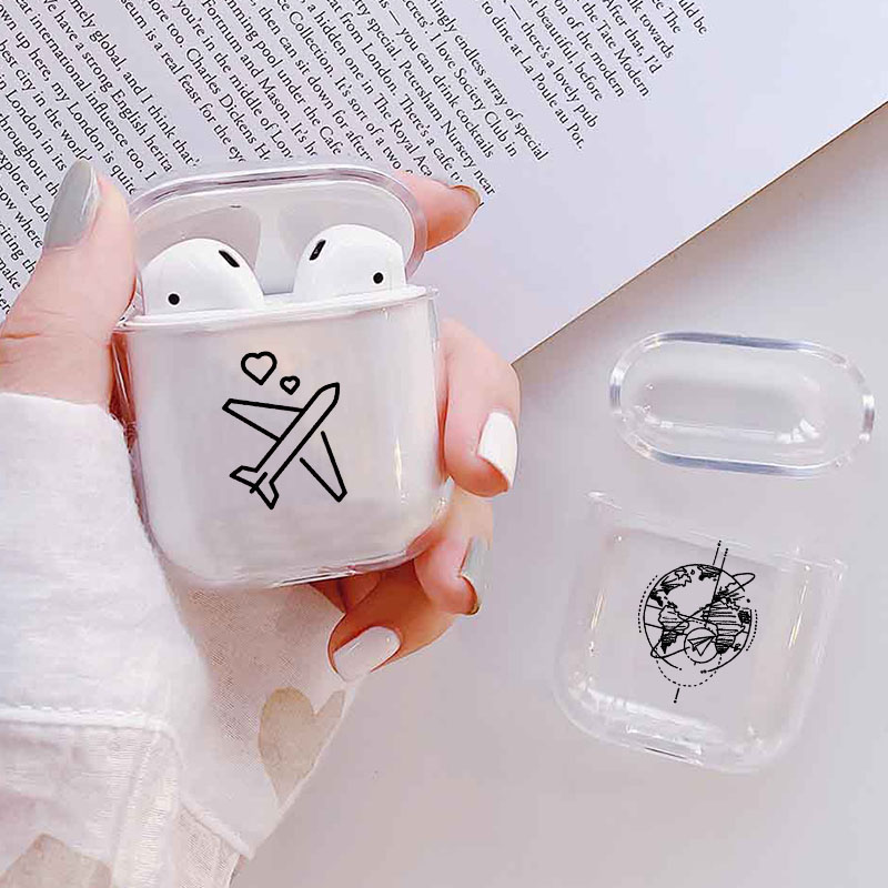 LAUGH LIFE Soft Earphone Case For Apple Airpods Case Cover Cute Map Trip Transparent Clear Luxury Earphone Case For Airpods Case