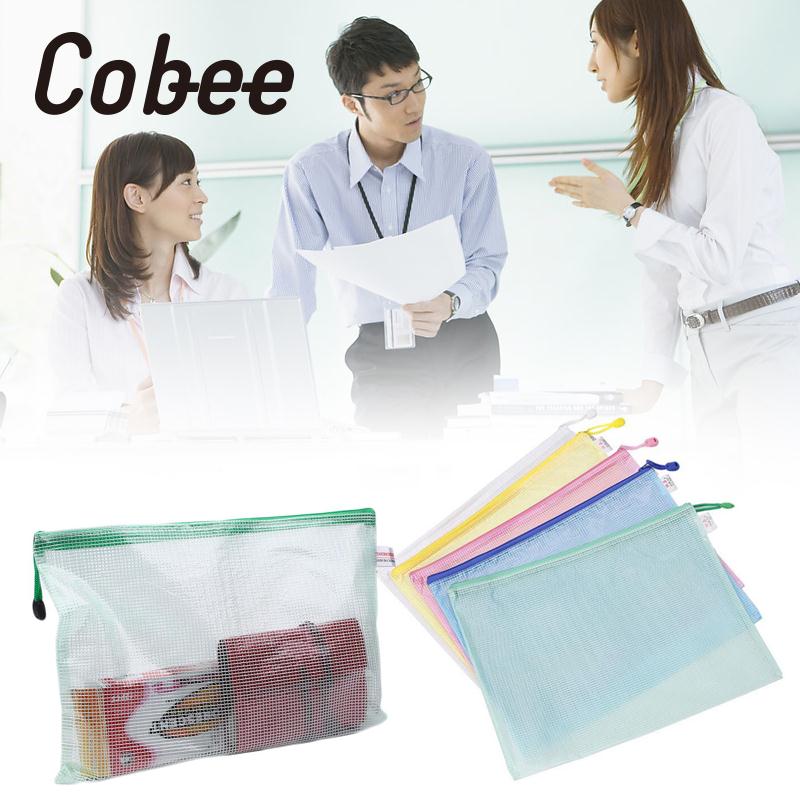 PVC A4 Grid Zipper File Document Holder Pouch Bill Storage Bag Organizer Soft