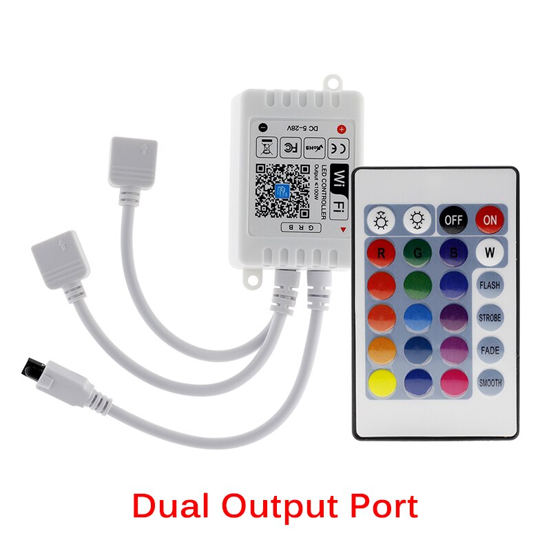 Magic Home Wifi Controller Led Rgb Controller Dc 5V-24V Draadloze Wifi Controller + Ir Afstandsbediening voor 2835 5050 Rgb Led Strip: Dual Output