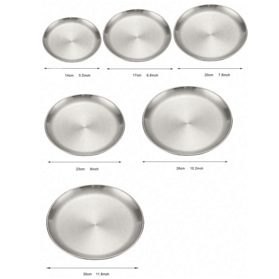 Plate tray, dining tray, steak plate, barbecue plate, Korean stainless steel circular barbecue plate