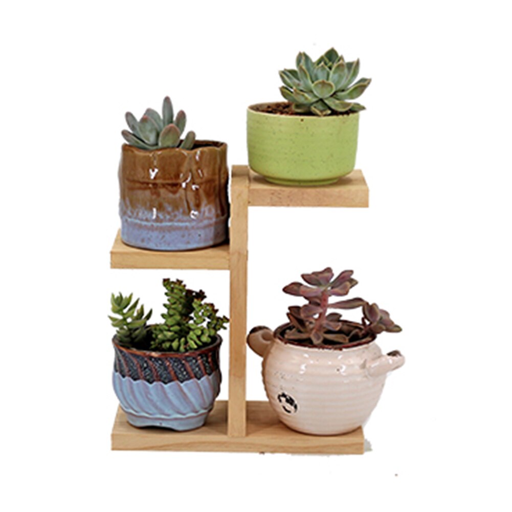 Storage Succulent Display Home Solid Wood Small Garden Shelf Multi Tiers Plant Stand Balcony Bonsai Office Desktop Rack