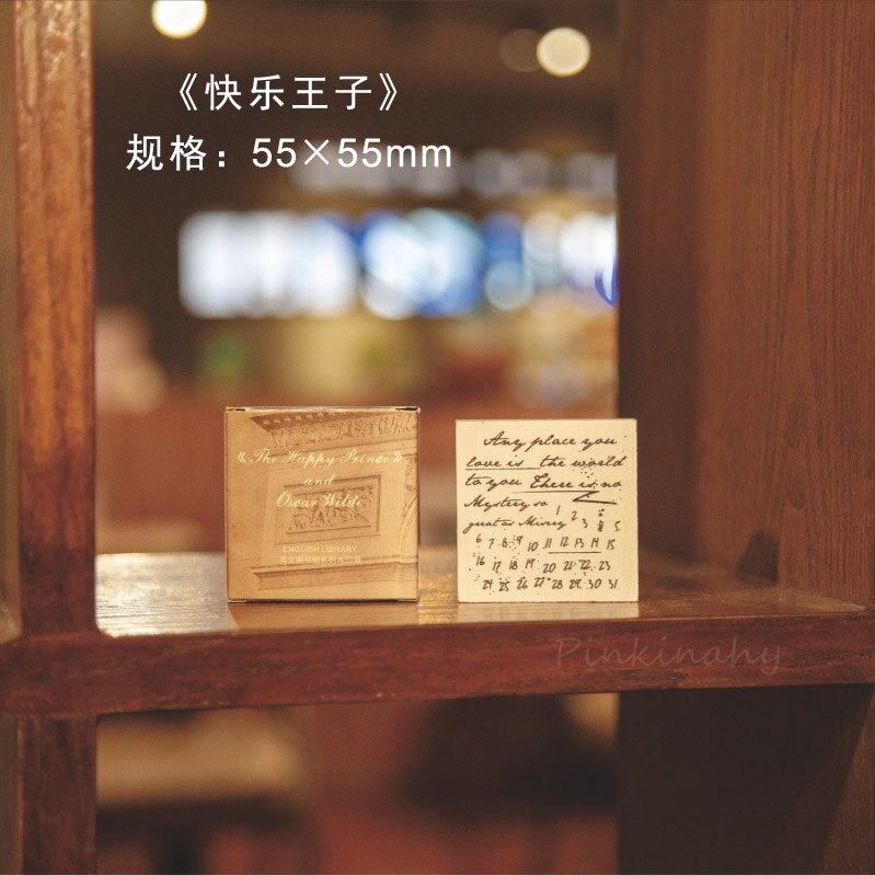 Retro English Library series decoration stamp wooden Round rubber stamps for scrapbooking stationery DIY craft standard seal: 6