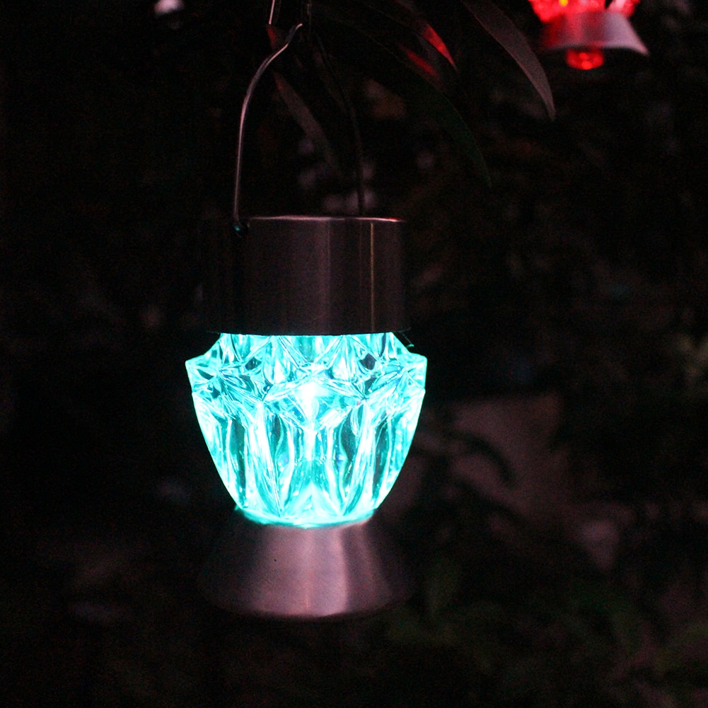 Solar lys led diamant form lille lanterne udendørs regntæt farverig gradient villa korridor camping dekoration hængelampe