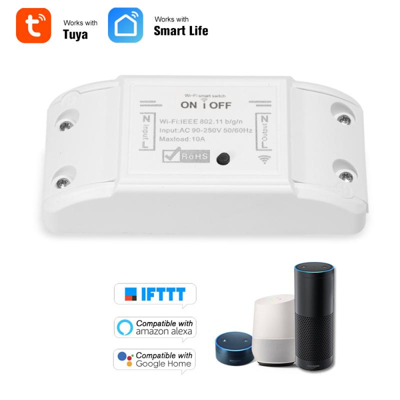 Tuya WiFi Smart Switch 10A/2200W Wireless Remote Switch Timer APP Control Smart Home work with Alexa Google Home