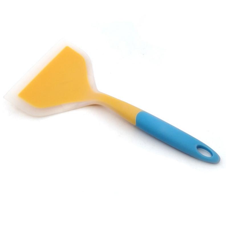 Non-stick Silicone Spatula Cake Ice Cream Scraper Reusable Steak Pancake Fried Egg Non-stick Pan Special Spatula Kitchen Tools: blue handle