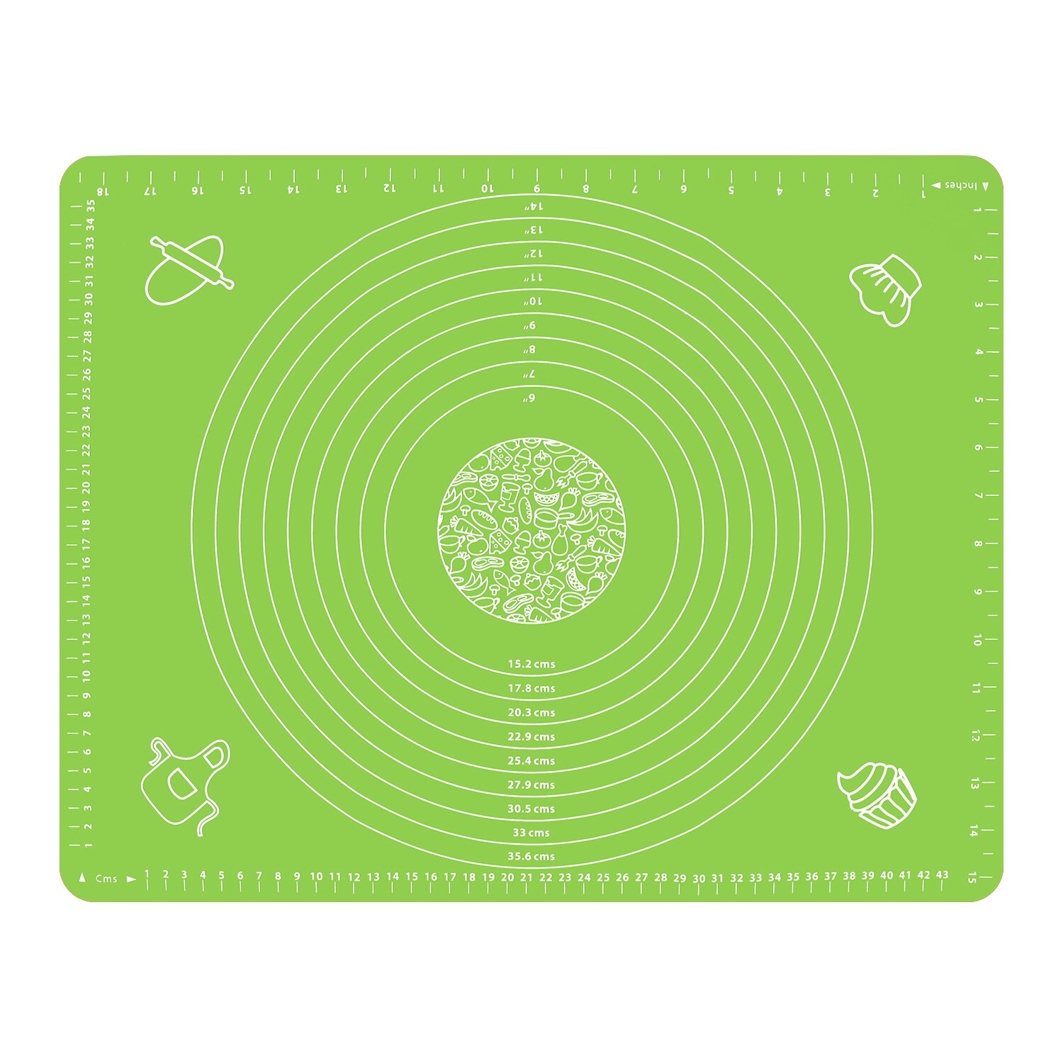 Thicken Silicone Kneading Dough Mat Scale Non-Stick Kitchen Baking Tool Cake Board Large Soft High Temperature Rolling Dough Pad: Green