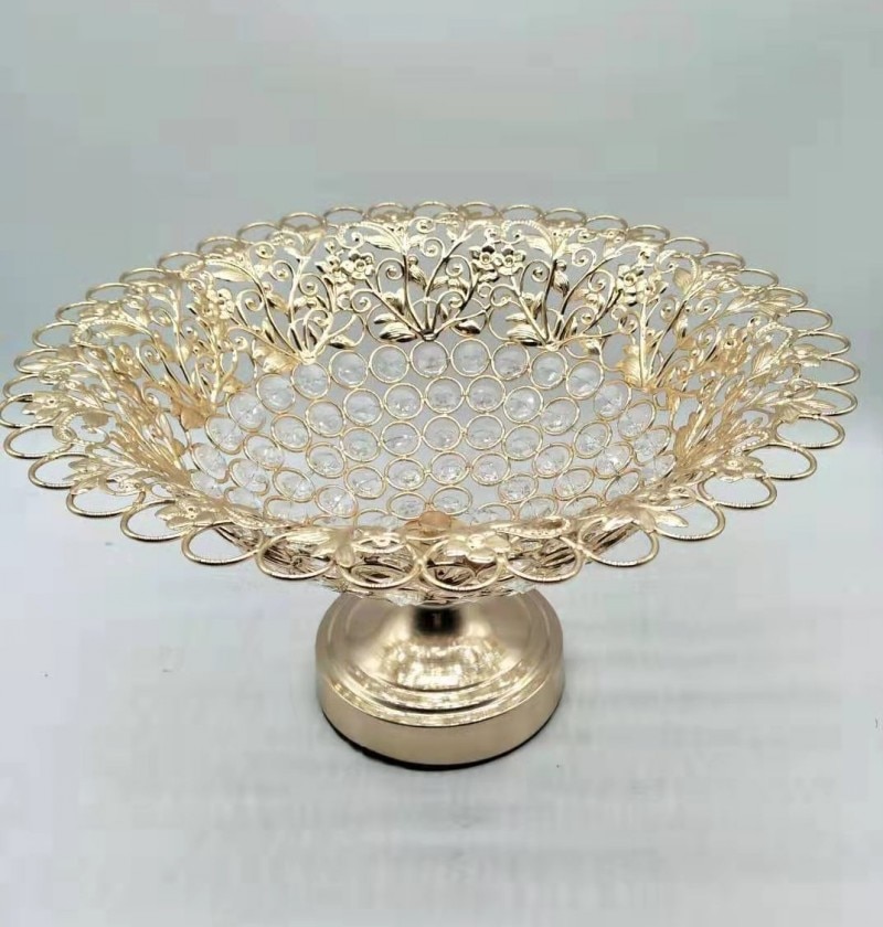 Keukenaccessoire vergulde metalen ronde fruitschaal snoepschaaltjes voor bruiloften en feesten borden voor huisdecoratie