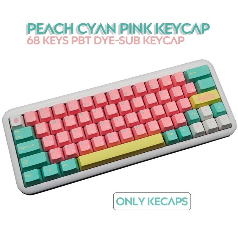 PBT Keycap Set - DYE-SUB OEM Profile - Personalized for Cherry MX Mechanical Keyboards: 68 keys 68 keys