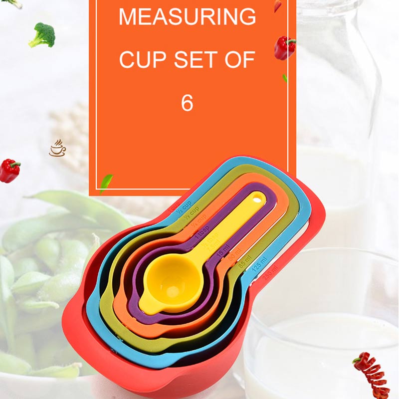 6 piece set spoon cup plastic measuring spoon for Cooking Measuring Spoon Measuring Cup