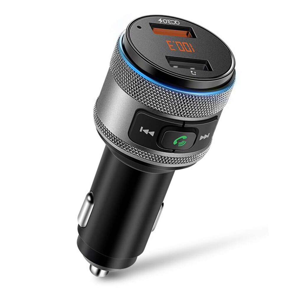 VANJEW C57 Car FM Transmitter Bluetooth 4.2 Wireless Hands-free Car Kit FM Modulator Quick Charge 3.0 Car Charger MP3 Player CE: silver