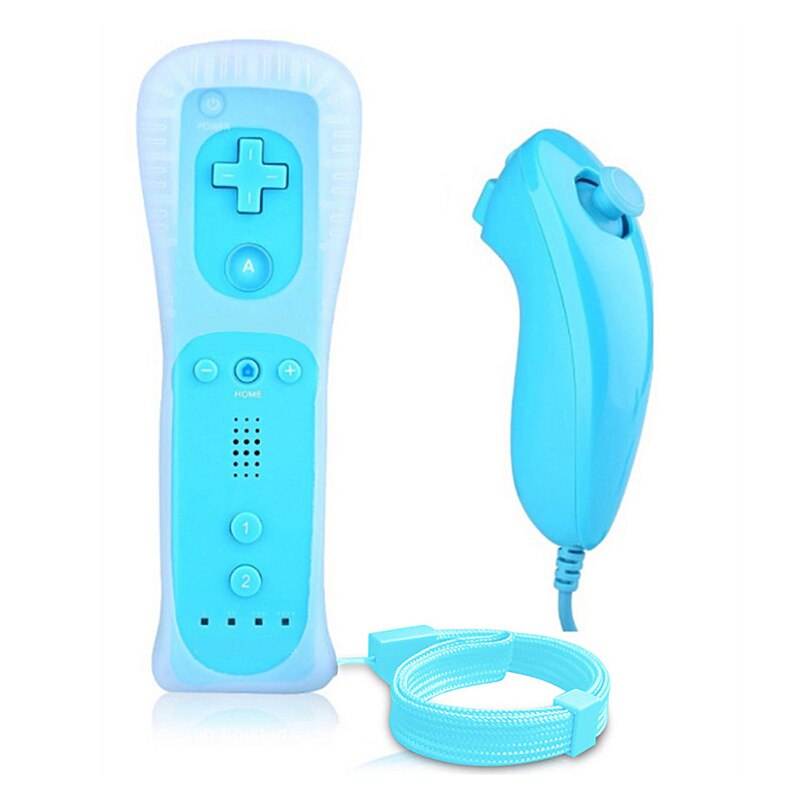 ACEPRIL-mando a distancia 2 en 1 para Nintendo Wii, mando inalámbrico Bluetooth, mando sin movimiento: Light blue